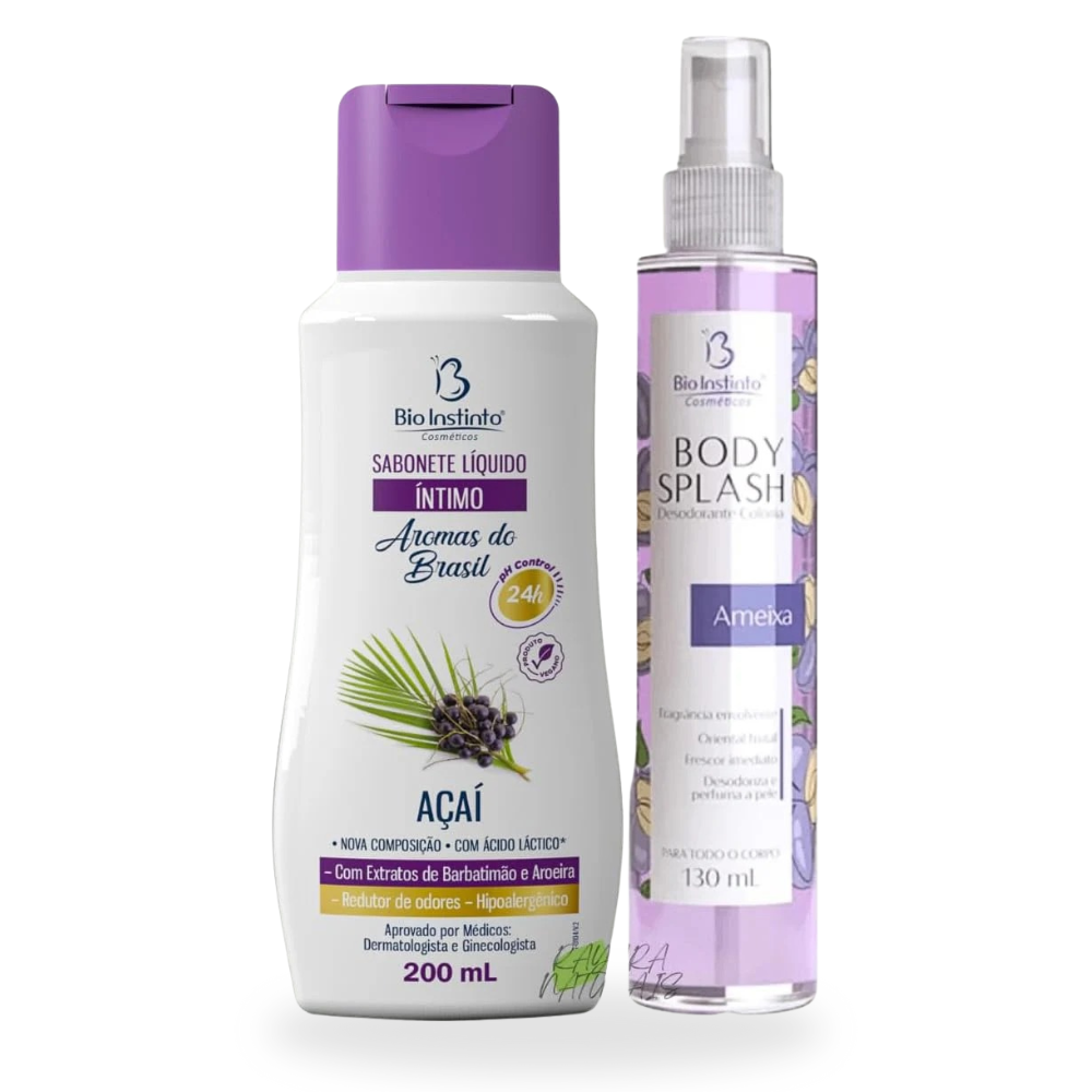 Kit Desodorante Body Splash Ameixa + Sabonete Íntimo Açaí
