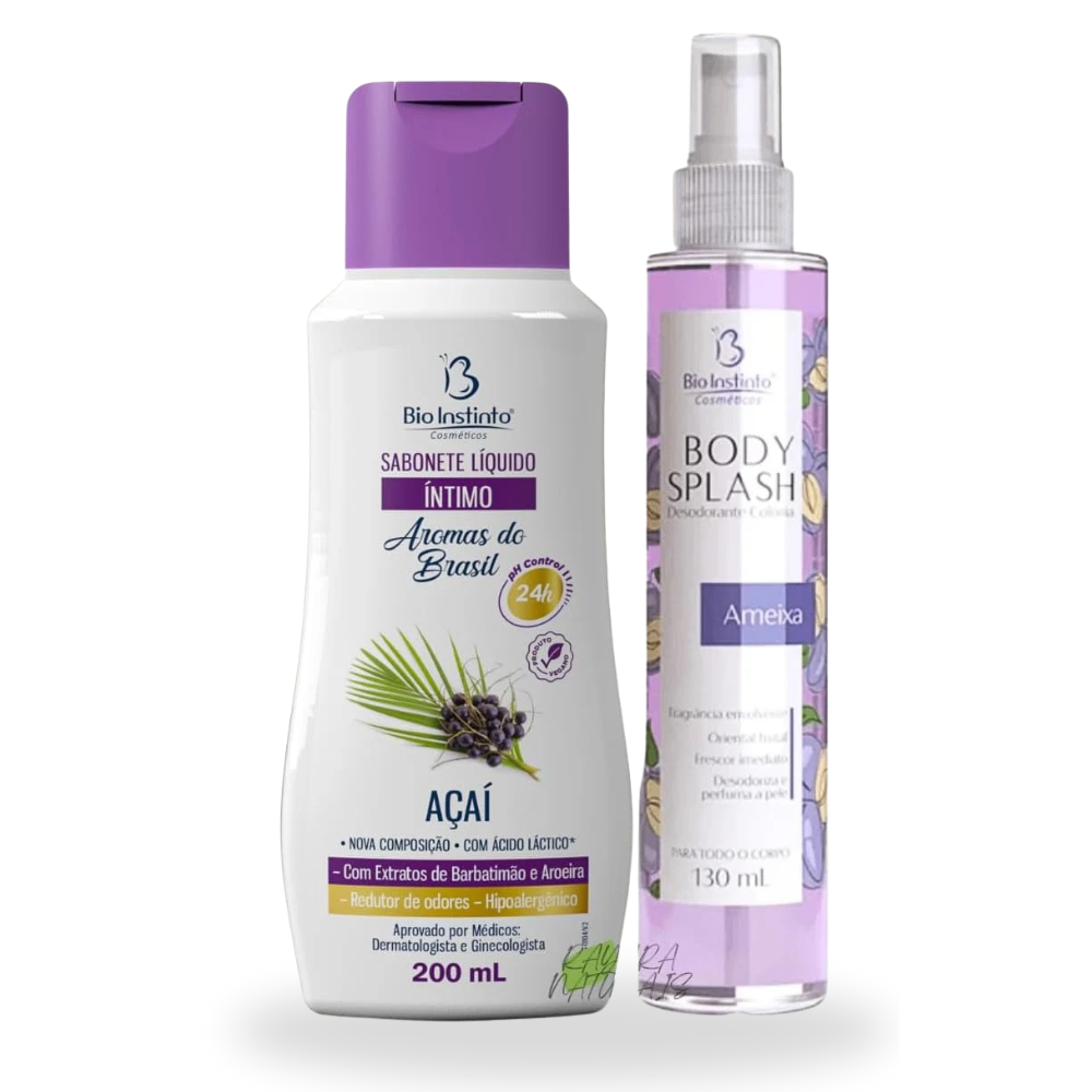 Kit Desodorante Body Splash Ameixa + Sabonete Íntimo Açaí