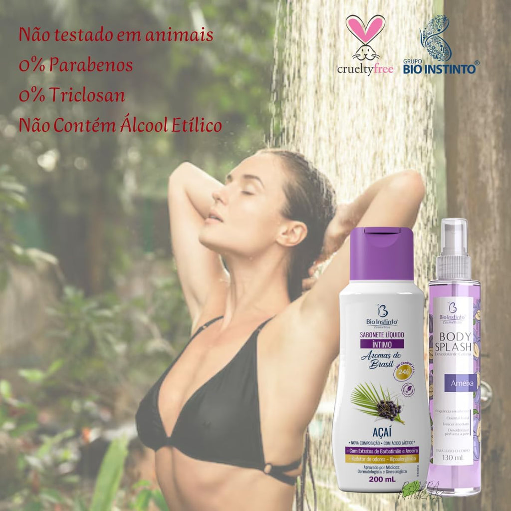 Kit Desodorante Body Splash Ameixa + Sabonete Íntimo Açaí