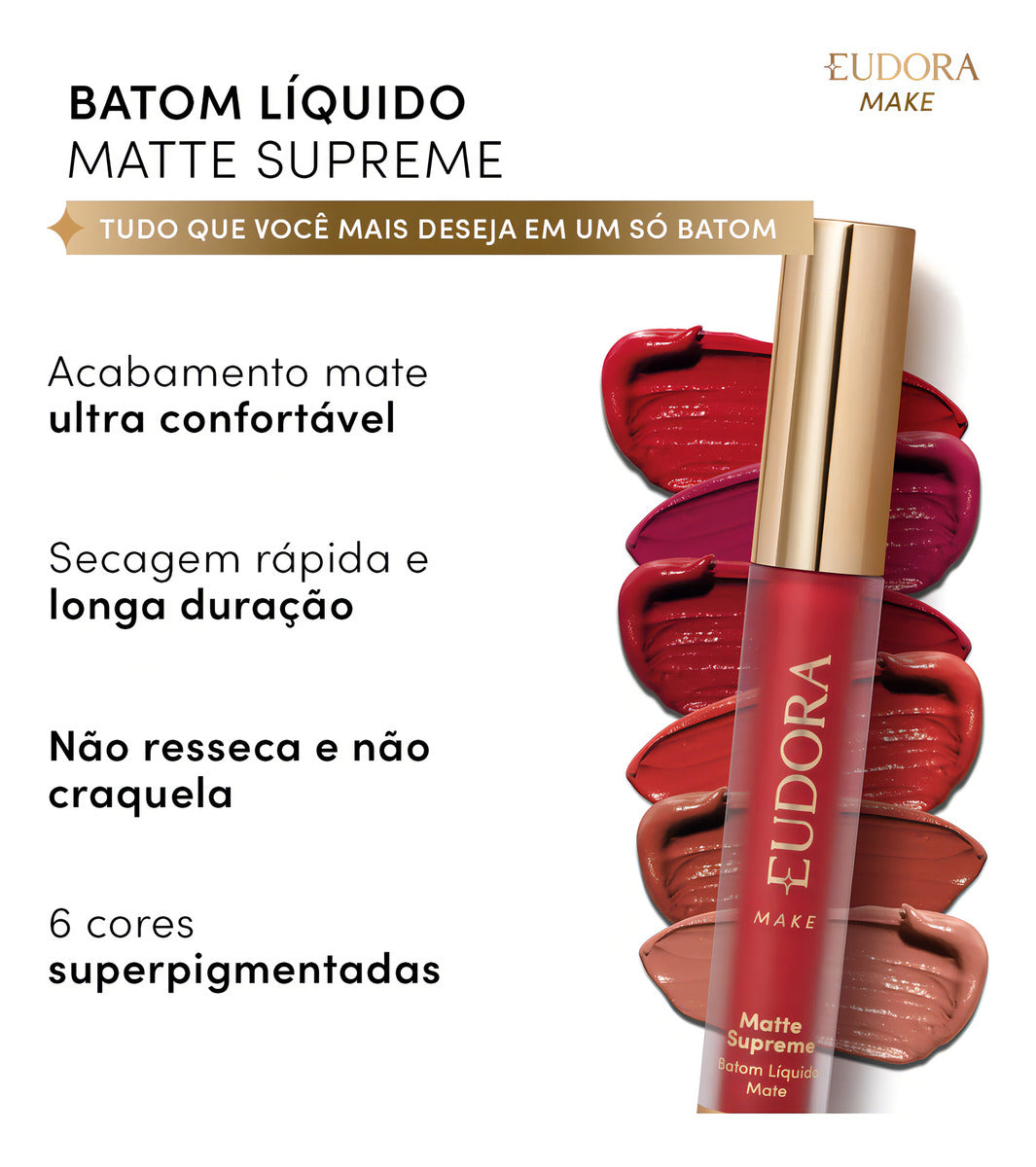 Batom Matte Supreme Bordô – Efeito Aveludado e Longa Duração